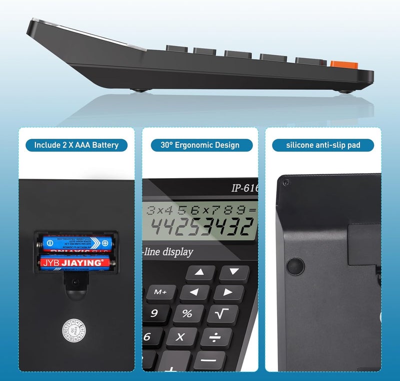iPepul Calculators Desktop, Desk Calculator with Large 2 Line Display, Talking Basic Calculator with Big Button & Adjustable Volume, 4 Function Calculators for Business, Students, Office Supplies(Black) - Image 3